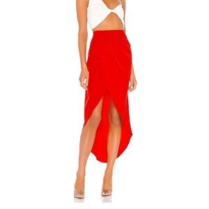 Superdown Arielle Slit Maxi Skirt in Red